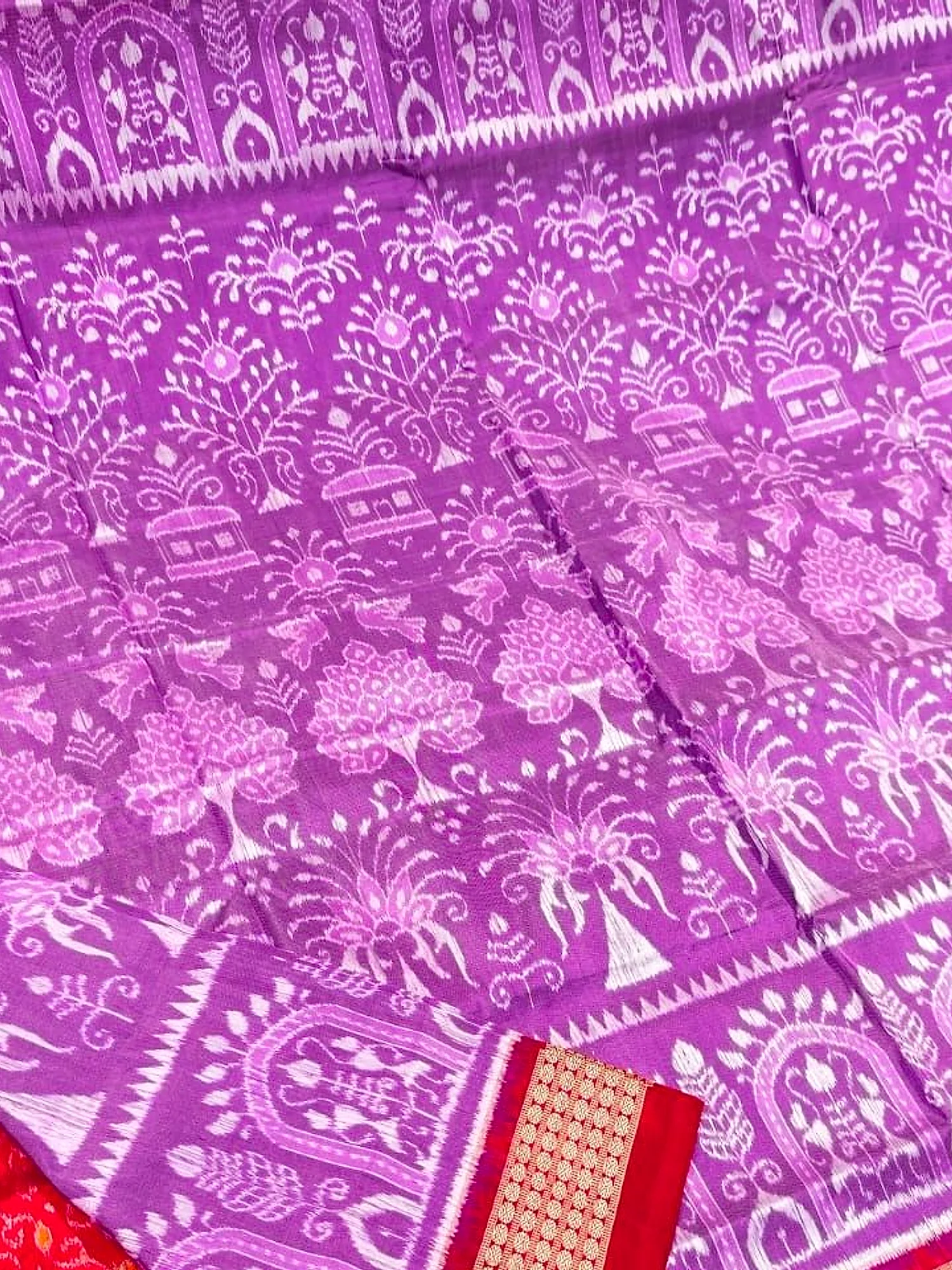 Sambalpuri Handloom Pure Silk Saree with Blouse Piece view 4