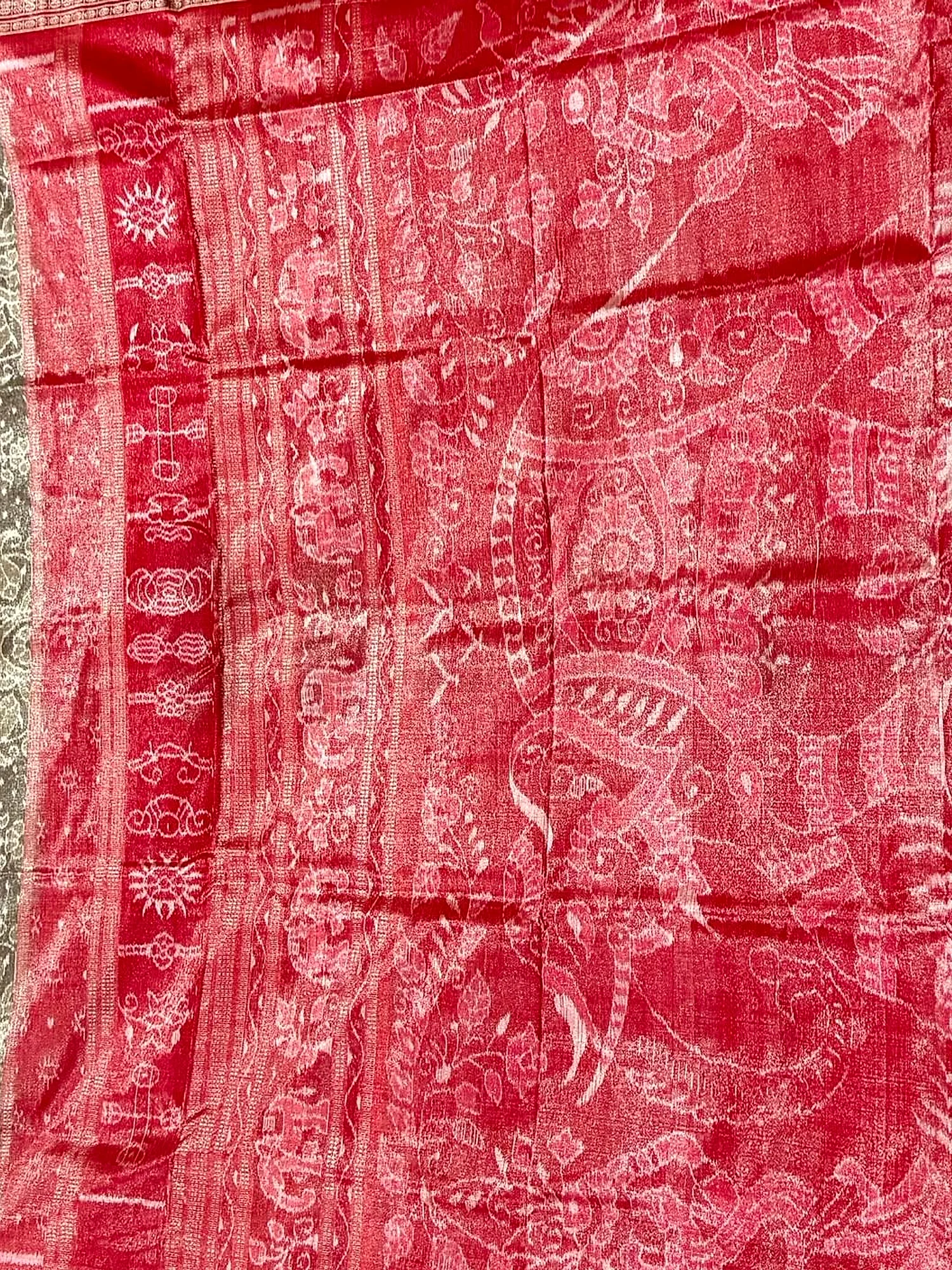 Sambalpuri Handloom Full Tissue Silver Silk Saree with Blouse Piece view 3